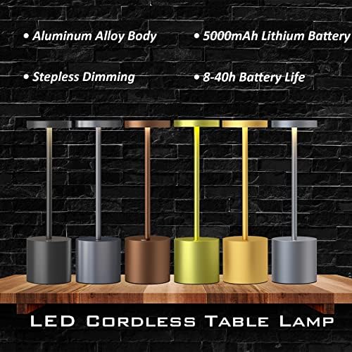 Lâmpada de mesa sem fio JONEMO, lâmpada recarregável de bateria de 5000mAh, 2 níveis de lâmpada de tabela