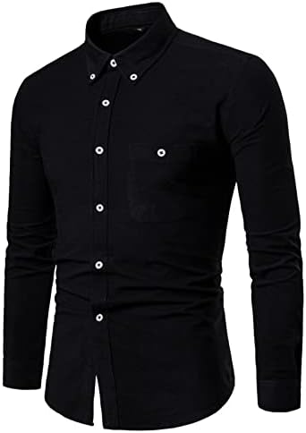 Camisa de veludo de veludo de veludo masculino Button de manga longa para baixo camisetas