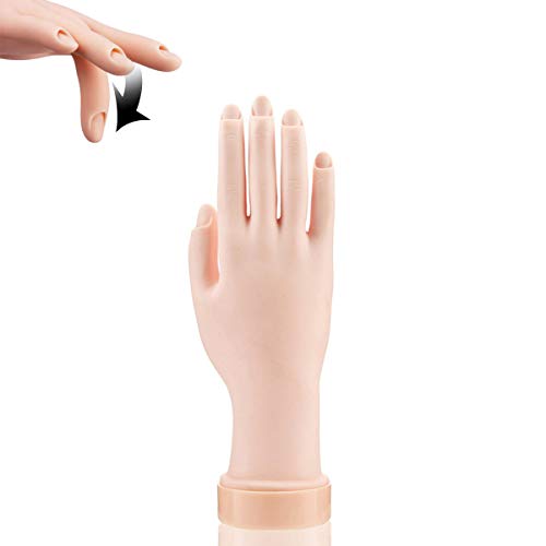 Pratique a mão para unhas de acrílico, mão falsa para unhas prática, mão flexível de manequim dobrável,