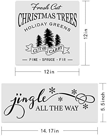 8pcs grandes estênceis de natal-12x12 polegadas reutilizáveis ​​estênceis de Natal, incluindo cana/árvore