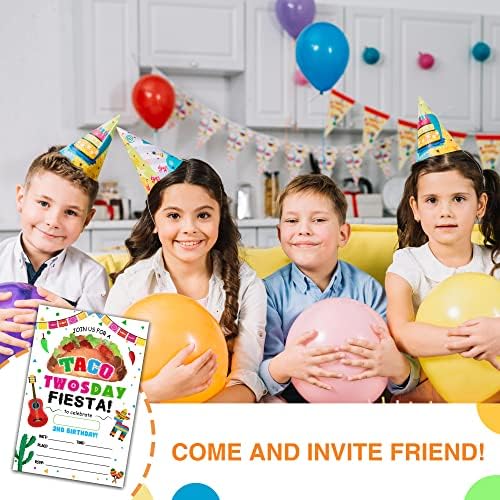 4 X 6 Taco Twosday tem tema de festa de convite de festa com envelopes - 2º aniversário - convite
