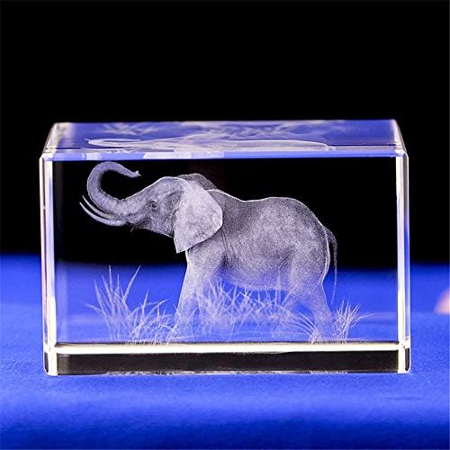 Presentes de elefante/3D Arte cristalina gravada a laser de elefante Gravura de cubo de vidro de cristal para decoração em casa aniversário, presentes de elefante para mulheres meninas homens homens