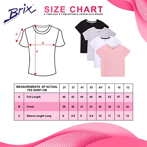 Camisetas de manga curta de meninas Brix-camisetas de pescoço de 4-Pack Crew Comfort camisetas básicas macias.