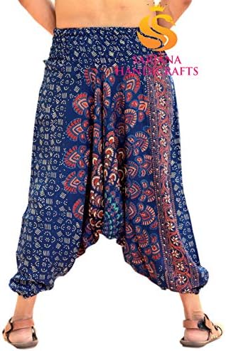 Sarjana Handicrafts Mens Womens Rayon Mandala bolsos de harém de peças de ioga Drop Crotch Trousher