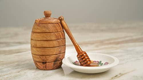 Lipper International Olive Wood Honey Pot com tampa, 3 x 2,5 x 5