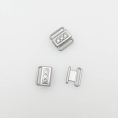 10 conjuntos 11mm Silver Metal Bra strass de biquíni frontal de biquíni de lingerie a parte de substituição