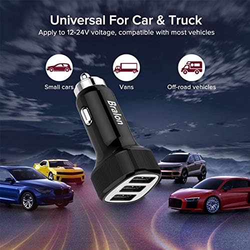 Carregador de carro USB [8-Pack], Bralon 24W/4.8A 3USB Port Car Charger Smart Thone Carreger Compatível com iPhone