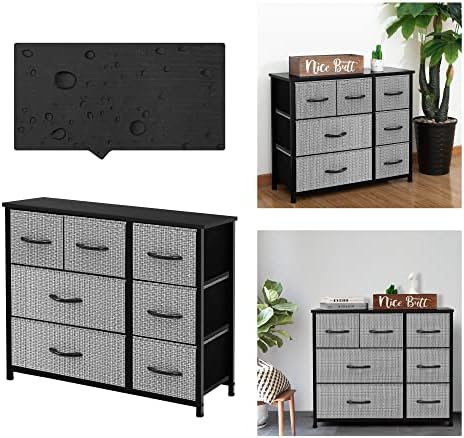 Azl1 Life Concept Cleander Storage Furniture Organizer-Large Standing Unit for Bedroom, Office, Entrada, sala de estar e gavetas removíveis do armário-7, preto e branco