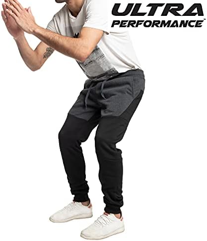 Ultra Performance 3 Pack Pack Fleece Active Tech Joggers para homens, calças masculinas com bolsos com zíper