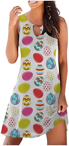 Vestido de Páscoa de Lcepcy para mulheres sem mangas pescoço colorido colorido estampado de verão 2023 moda