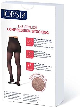 Jobst UltraSheer compressão meias, 15-20 mmhg, coxa alta, banda de renda de silicone, dedo do pé