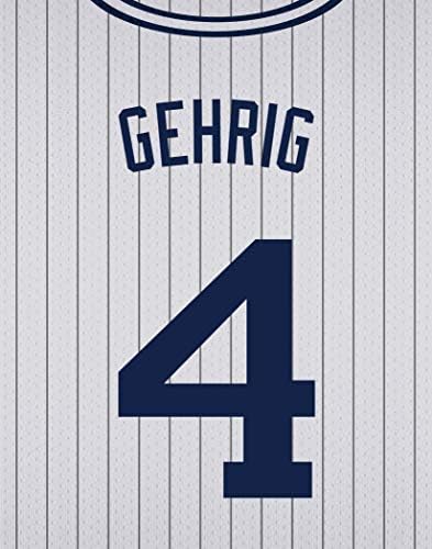 New York Yankees MLB Conjunto de seis pôsteres de camisa de beisebol vintage - DiMaggio, manto, Jeter,