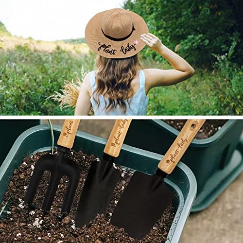 Percozzi Plant Lady Gardening Tools Ferramentas de Jardinagem Conjunto com Metal Shovel Rake Spatula Birthday Gift para sua mãe mãe tia avó ao ar livre jardim escava