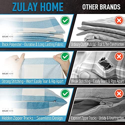 Zulay Home Pack de 2 capas de travesseiro de buffalo -xadrez - travesseiros de alpendre da fazenda tampas externas