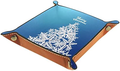 Jogos de rolamento dobráveis ​​Bandejas de jóias quadradas de couro e relógio, chave, moeda, caixa de armazenamento de doces Corte de neve-floco de neve na árvore de natal-01