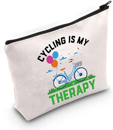 Levlo Funny Cycling Cosmético Make Up Mountain Biker Gift Cycling é minha bolsa de zíper de maquiagem de terapia para o entusiasta do ciclismo ciclista