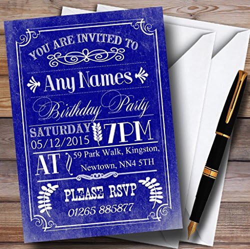 O card zoo vintage retro azul personalizado convites para festa de aniversário