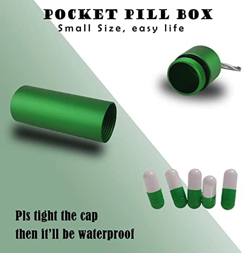 Caixa de comprimidos de comprimidos de comprimido de chaveiro impermeável, porta -comprimidos portátil Caixa de metal de pílula com chaveiro para viagens ao ar livre de camping