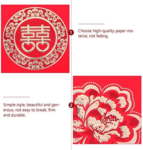 Cartões de convites de casamento chineses Vermelho: Cartão de Saúde de Casamento com Tassel 10pcs