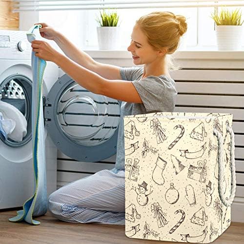 Indomer, elementos de natal desenhados de Natal 300d Oxford PVC Roupas à prova d'água cesto de roupa grande para cobertores Toys de roupas no quarto
