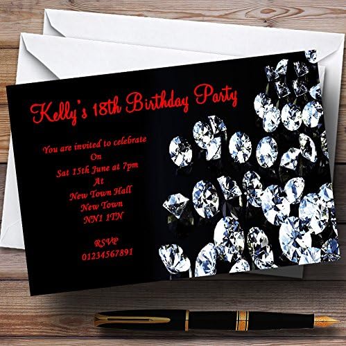 O card zoo preto diamante vermelho convites para festas personalizadas