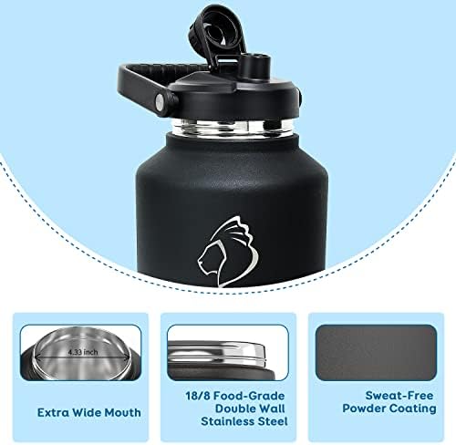 Buzio Vacuum Isolled Stainless Aço Water Bottle 40oz com Buzio de 1,5 galão, BPA Free Double Wall Water Flask com