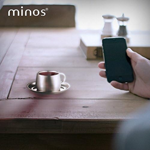 Copa e pires de café Minos - Espresso de aço inoxidável de parede dupla/xícara de chá com pires - design