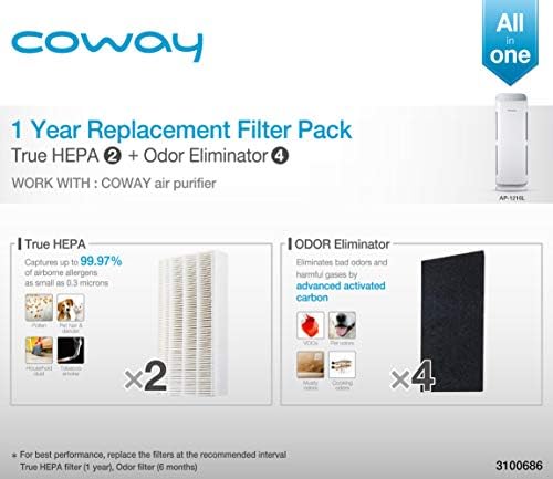 Coway AP-1216-FP Pacote de filtro de substituição para AP-1216L, preto