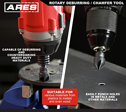 Ares 48002 - Ferramenta interna do rotativo rotativo e chanfro - haste de 1/4 de polegada para uso com broca ou