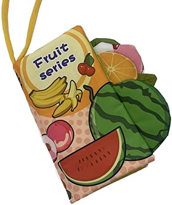 Livros de pano de bebê Brinquedos de bebê Frutas Toque em tecido Touch e sint Crinkle Soft Book 0-6 meses Garoth