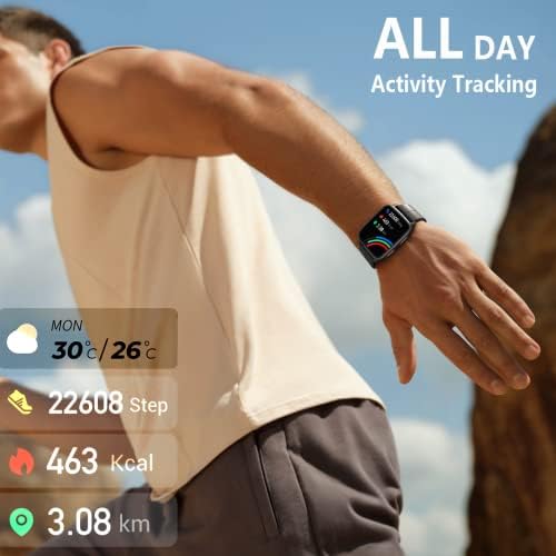 Fitvii Fitness Tracker, relógio inteligente com pressão cardíaca de pressão arterial 24 horas por dia, 7