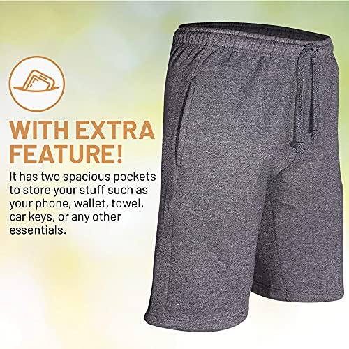 JMR USA Inc. Shorts de lã de algodão masculino com bolsos laterais, faixas de cintura elástica e fechamento de cordão