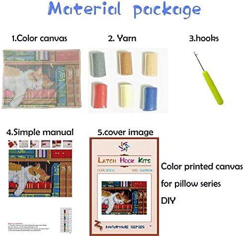 Tapete de kits de gancho de trava para adultos colorido kit kit kit de gancho de tapeçaria de almofada com kits de artesanato de lona impressa Bordado de crochê para iniciantes para iniciantes