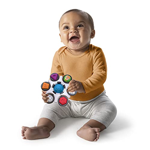 Baby Einstein Curiosity Clutch Fiedget Sensory Toy and Pop It Rattle, BPA Free Basy Teether, Idade 3 meses+, multicolorido