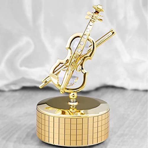 Luvadu Presens Musical Box Violin Caixa de música rotativa Cristal Mechanical Windup Box Musical Jewelry Box