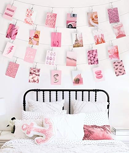 Kit de colagem de parede estética rosa e tons - conjunto de 30 imagens estéticas para colagem de parede | Kit