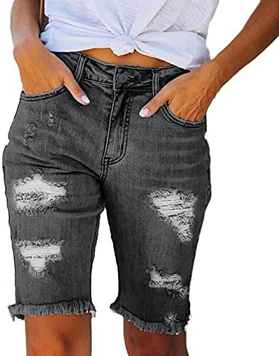 Hdzww shorts altos shorts lady reta perna trabalho jeans jeans fit saltons sólidos jeans curtos de verão
