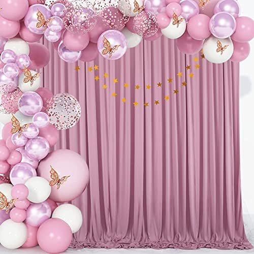 Painéis de cortina de pano de fundo de ouro rosa de 10 pés de 10 pés para festas, cortinas de pano de fundo