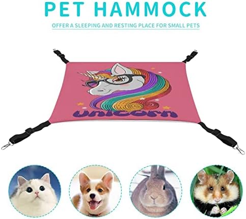 Unicórnio colorido com copos de pet -gaiola de pet hammock pequena e leve cama de animais de estimação, adequada para hospitais de animais de estimação, famílias e viagens
