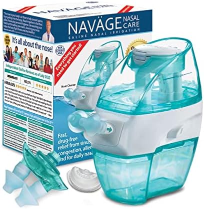 Naväge Irrigação nasal Pacote de bônus de vários usuários: Limpador de nariz NAVAGE e 20 vagens de sal, além
