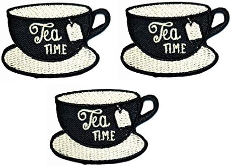 UMama Patch Conjunto de 3 xícara de grama de desenho animado de chá Patches de capa preta de chá de café