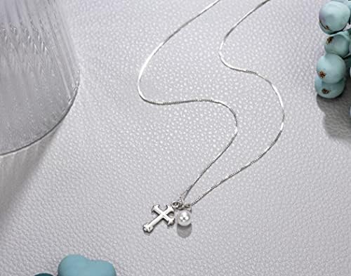 Presente de Madaogo para Deus da madrinha, cadeia de prata esterlina, 15 '', 6 mm Pearl, colares
