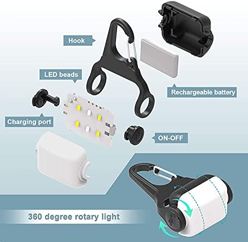 Luzes de cachorro para caminhada noturna, clipe na luz de colarinho recarregável USB, 3 modos de luz Luz