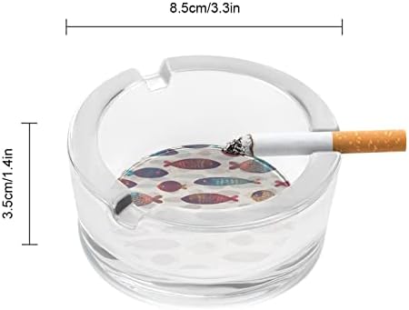 Engraçado colorido colorido aquarela peixe arte vidro cinzeiro para cigarros redondo bandejas de cinzas para escritório
