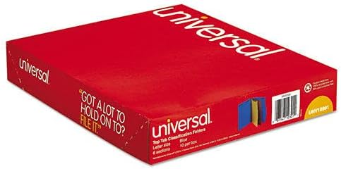 Universal UNV10301 Bright Colored 2 Divider Tamanho da letra Presas de classificação de prensa - Cobalt