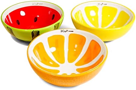 Fruit Bowl Kitchen Conjunto de limão em forma de frutas pintadas à mão com fruta, melancia e tigelas de laranja