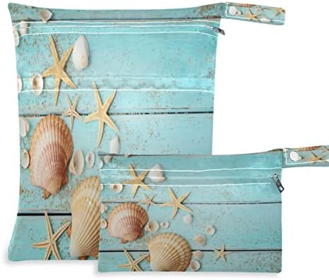 DJYQBFA de madeira estrela do mar saco de mar seco molhado 2pcs Bolsa molhada impermeável reutiliza sacos secos molhados para trajes de banho fraldas de pano de piscina de praia viagens de ginástica itens de bebê