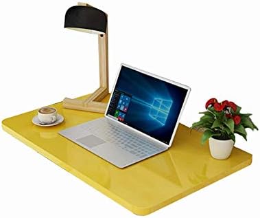 Prateleira de parede de prateleira de simplicidade elegante PIBM Prateleiras flutuantes de mesa dobrável Tabela de jantar Bookshelf Computer Desk Surça de metal de madeira maciça suave, 12 tamanhos, 5 cores, amarelo, 60x40cm