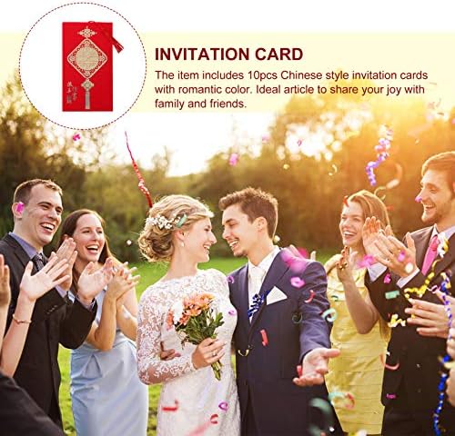 Kesyoo Blank Cards 10pcs cartões de convite de casamento chineses envelopes tradicionais de convite
