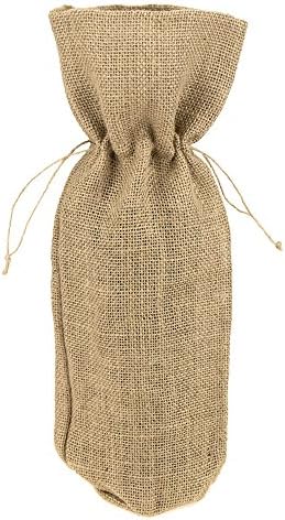 Homeford Burlap Wine Bag com cordões, 15 polegadas